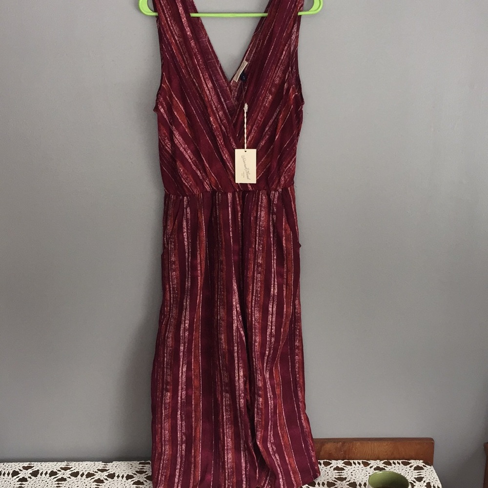 Universal Thread Boysenberry Red Striped Jumpsuit